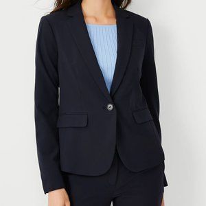 Ann Taylor Navy One-Button Blazer In Seasonless Stretch